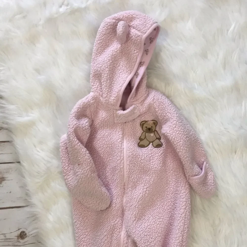 Baby Snowsuit Coat Bunting Baby‎ Girl 9 months Pink Bear winter